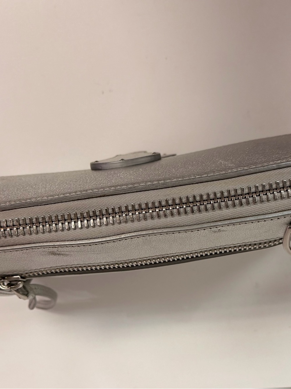 Ralph Lauren Collection Ricky Metallic Silver Pebbled Leather Clutch - Picture 9 of 16